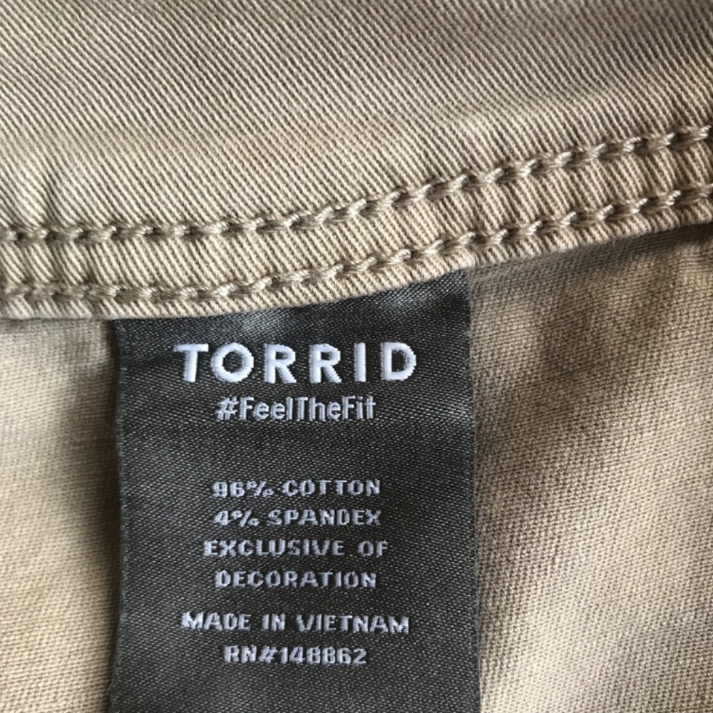 Torrid Pants Aviator Twill Cropped 18 chino Khaki stretch skinny neutral - Picture 7 of 9